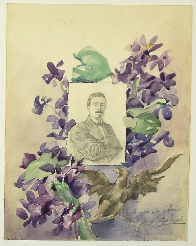 "Retrato" es un dibujo original a lápiz y acuarela sobre papel de color marfil de Jane Dubaut (1885-1970).

En muy buenas condiciones.

Firmado a mano con lápiz en el margen inferior derecho. 