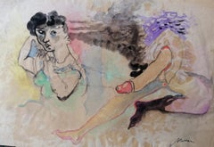 L'Hermaphrodite - Encre et aquarelle originales de Mino Maccari - Années 1950