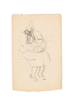 Una donna anziana - Disegno originale a matita - Inizio XX secolo