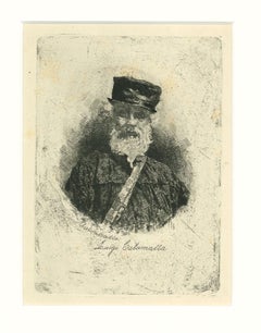 Portrait autoportrait - gravure originale de Luigi Calamatta - XIXe siècle