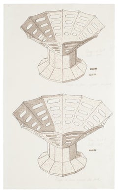 Cup - Original China Ink and Watercolor - Late 19th Century