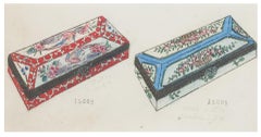 Porcelain Boxe - Original China ink and Watercolor - 1890s