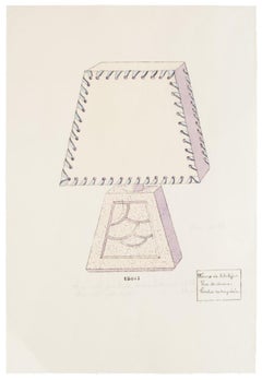 Lampada - Inchiostro e acquerello originale cinese - Fine del XIX secolo
