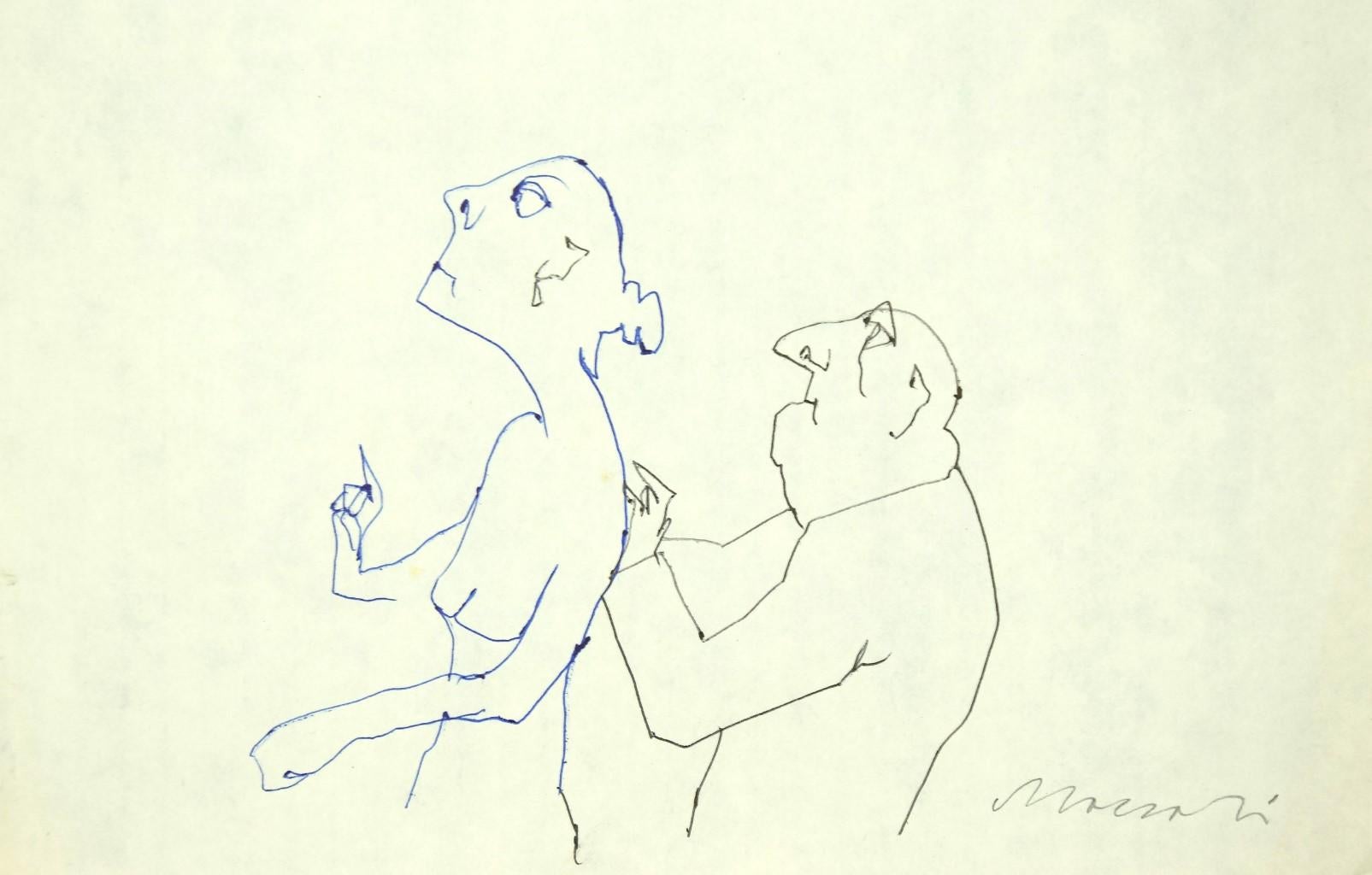 The Doctor is an original modern artwork realized the 1980s by the Italian artist Mino Maccari (Siena, 1898 - Rome, 1989).

Original pen drawing on Ivory paper. 

Hand-signed in pencil by the artist on the lower left corner: Maccari.

Excellent