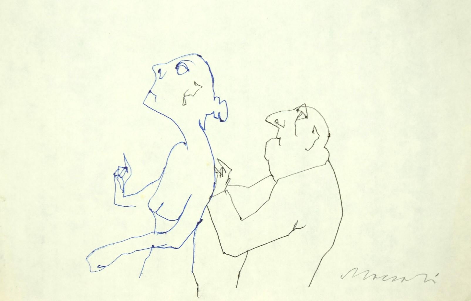 The Doctor - Original Pen on Paper by Mino Maccari - 1980s