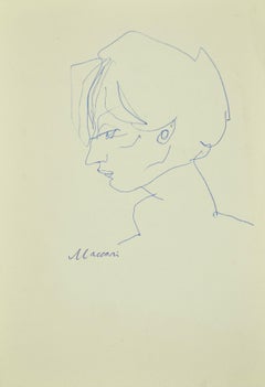Portrait - Original Pen on Paper by Mino Maccari - 1970s