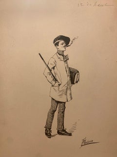 The Dandy - Original Ink Drawing by Florisa Cordova - Mid-20th Century