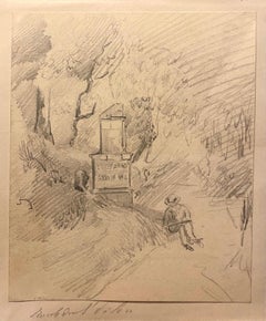 Le peintre « En Plein Air » - Crayon de Charles Des Bordes - années 1880