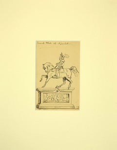 Monument d'Emanuele Filiberto - Dessin original au stylo noir - années 1850