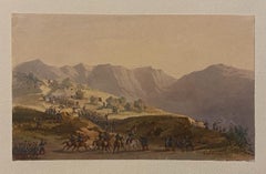 Troop Movement - Original Ink and Watercolor by Gaspard Gobaut - 19th Century