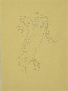 The Angel without Shoes - Original Pen Drawing on Paper - 1850s