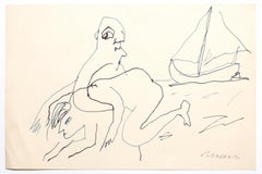 Figures - Original Drawing on Paper by Mino Maccari - 1970s