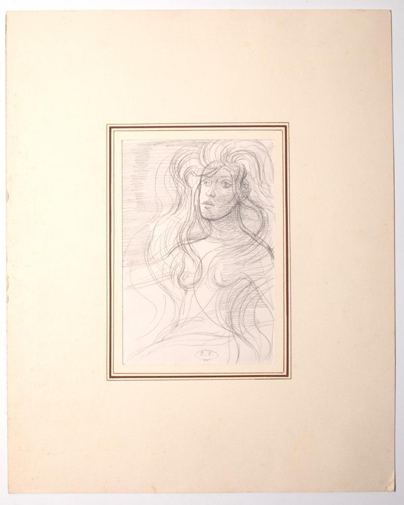 Portrait  - Original Pencil on Paper by Eugène Berman - 1970s - Art by Eugene Berman