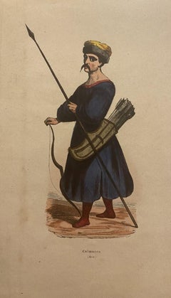 Calmucco - Litografía original acuarelada a mano - Siglo XIX