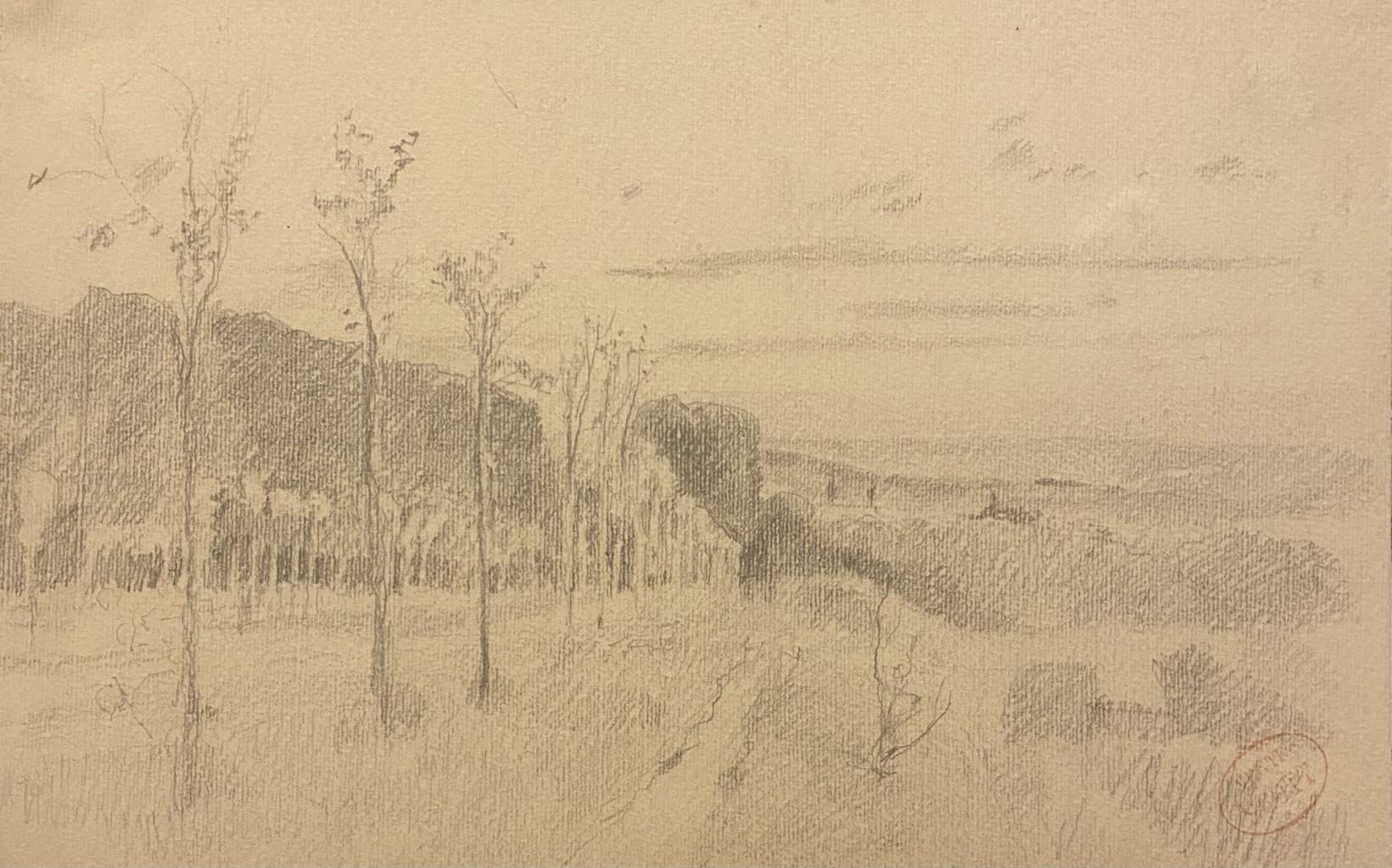 Landschaft – Original-Bleistift auf Papier – 19. Jahrhundert