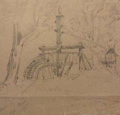 Antique The Water of the Well - Original Pencil Drawing - 19th Century