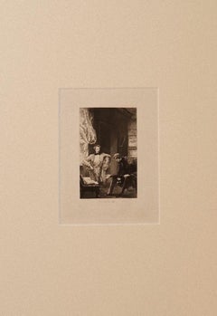 Conversation - Original Etching by Ricardo de los Ríos - 1880 ca.
