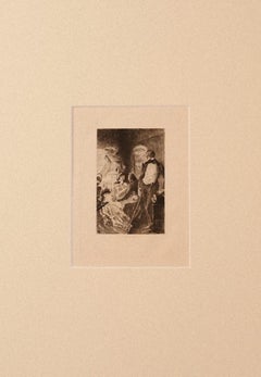 Gallant Conversation - Original Etching by Ricardo de los Ríos - 1880 ca.