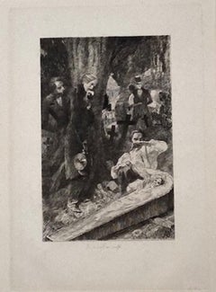 The Death - Original Etching by Ricardo de los Ríos - 1880 ca.