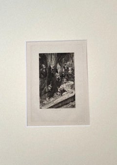 The Death - Original Etching by Ricardo de los Ríos - 1880 ca.