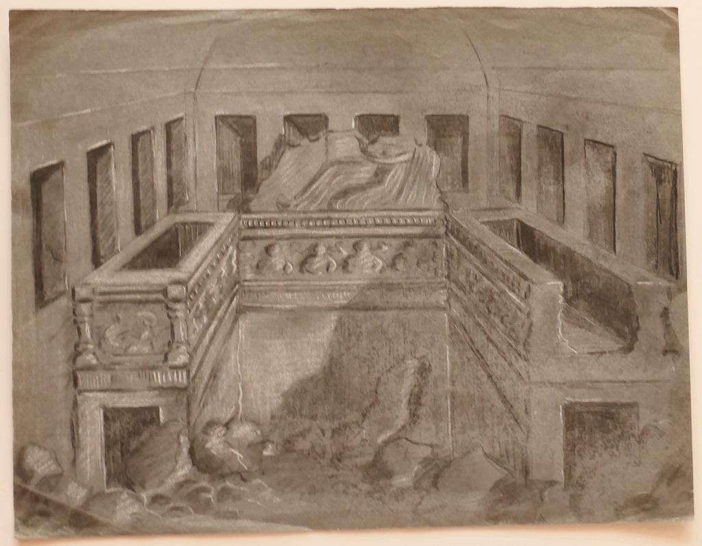 Interior - Original Pencil and Chalk on Paper - Early 20th Century