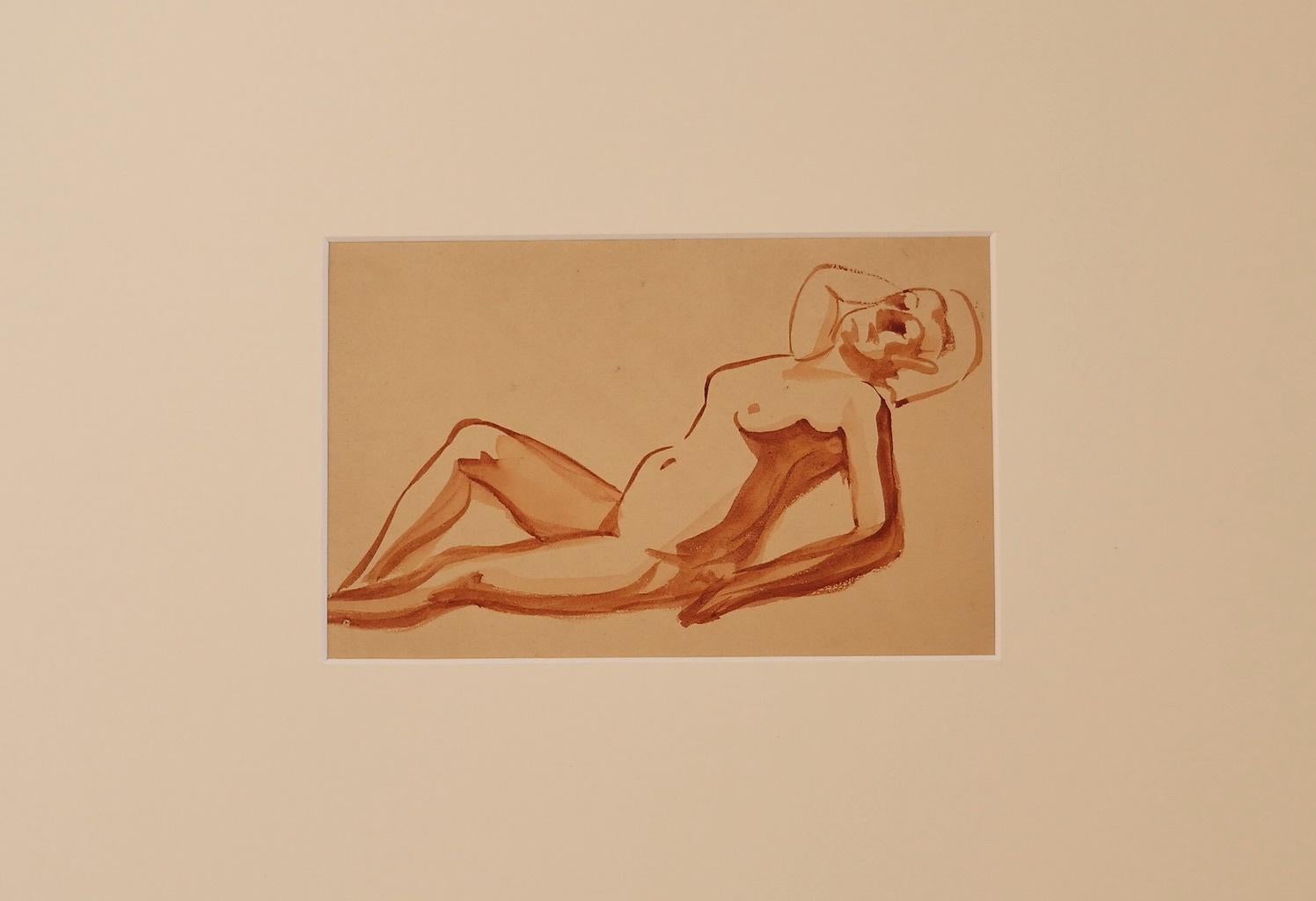 Nude - Original Watercolor on Paper - 1930s - Art by Jean Delpech