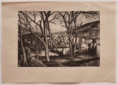 Vintage Landscape - Lithograph on Paper by Diego Pettinelli - Mid-20th Century