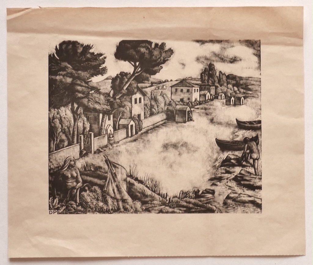 Landscape is a beautiful original lithograph on paper realized by Diego Pettinelli.

Monogrammed on the lower left, DP.

Sheet dimension: 26 x 30.5

good conditions except for the lines of being fold.

This contemporary artwork represents a poetical