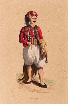 Antique Algerian Man -  Lithograph - 19th Century