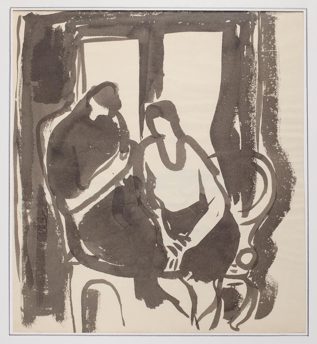 The Couple is an original drawing in china ink realized by H. Hausmann.

Good conditions but aged and diffused foxings.

This interesting drawing represents a couple through confident strokes with perfect hatching in a well-balanced composition.