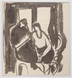 La pareja - Acuarela original sobre papel de Herta Hausmann - Siglo XX