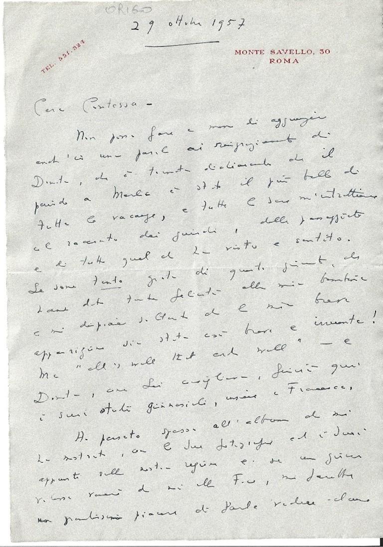Correspondence by Iris Origo - 1957 2