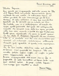Carta autógrafa: Esposizione romana e gioia spirituale de Mario Tozzi - 1934