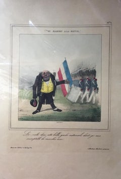 M. Mahieu a la revue - Original Lithograph by C.-J. Traviès - 19th Century