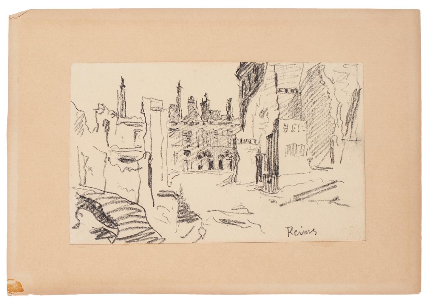 View of Reims - Original Lithograph on Paper - 1940 ca.