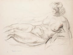Nude – Originalzeichnung auf Papier von Albert Fernand-Renault – Anfang des 20. Jahrhunderts