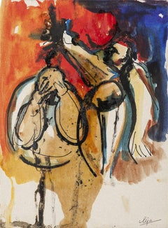 Figures - Original Watercolor on Paper - Mid-20th Century