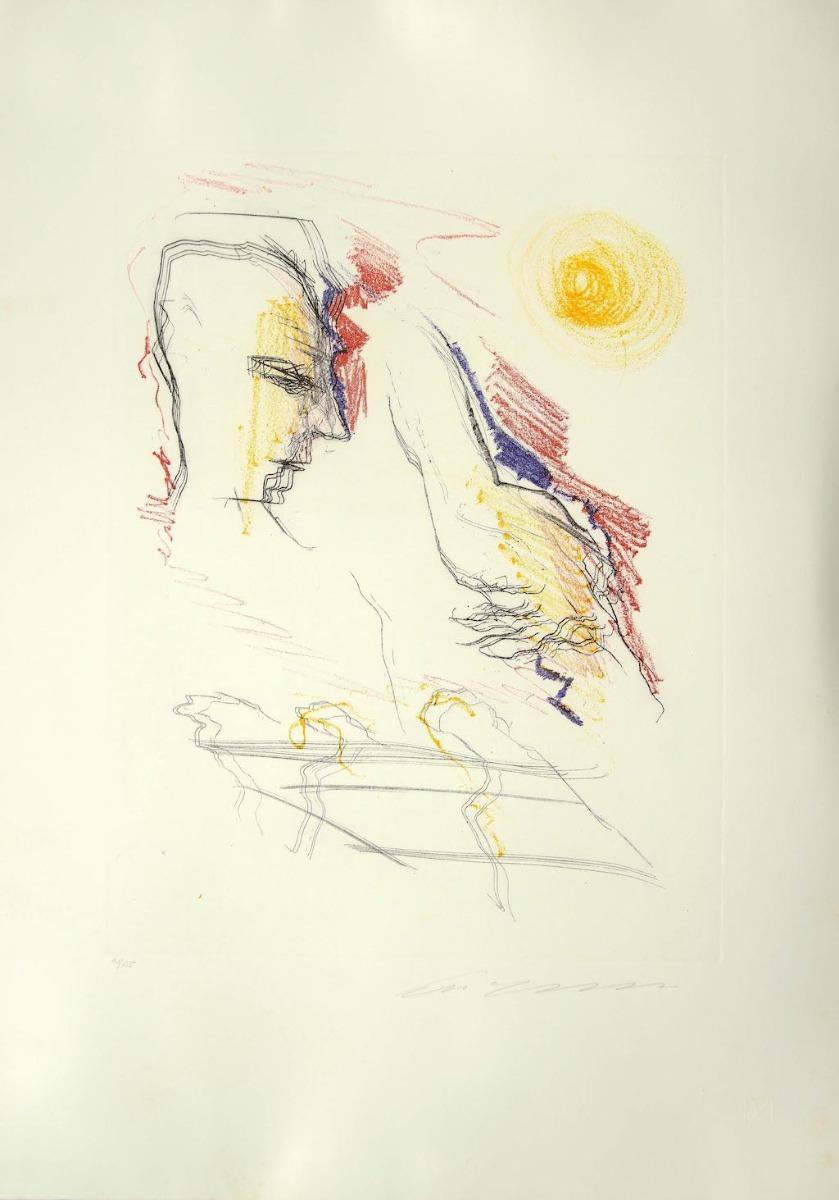 Figure - Original Lithograph by Ernesto Treccani - Late 20th Century