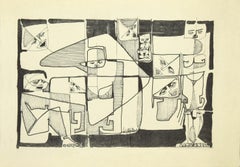 Composition - Original China Ink by Luigi Cipallone - 1970s