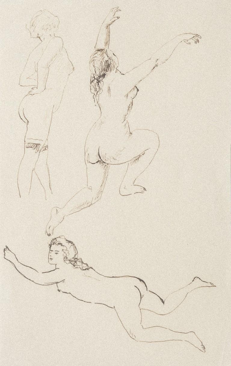 Unknown Figurative Art - Nude - Original Ink on Paper - 1930s