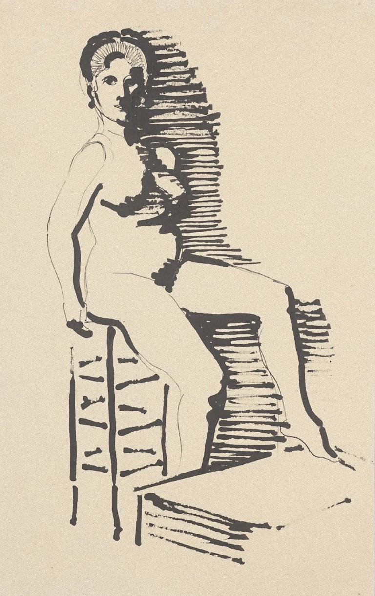 Nude - Original China Ink - 1950 ca.