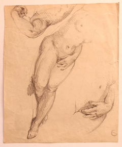 Nude - Original Pencil Drawing on Paper by Paul Garin - 1950s