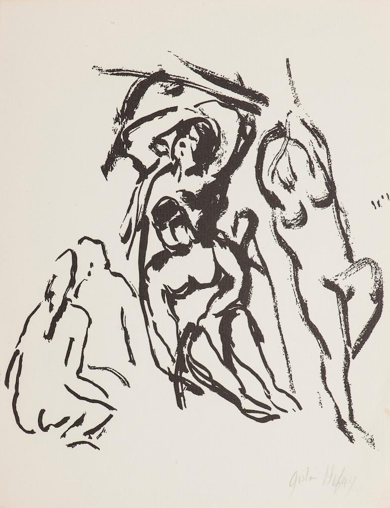 Figuren – schwarze Tinte auf Papier – Mitte des 20. Jahrhunderts