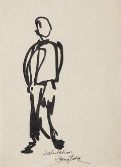 Figure - Original Ink on Paper - Mid-20th Century