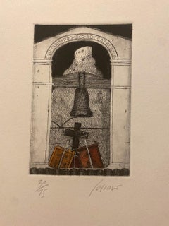 Column in St. Mark's Square - Etching on Cardboard by Luigi Beltrami - 1877