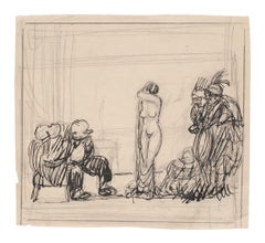 Satiric Scene for l’Asino - Pencil and Ink by G. Galantara - Early 20th Century