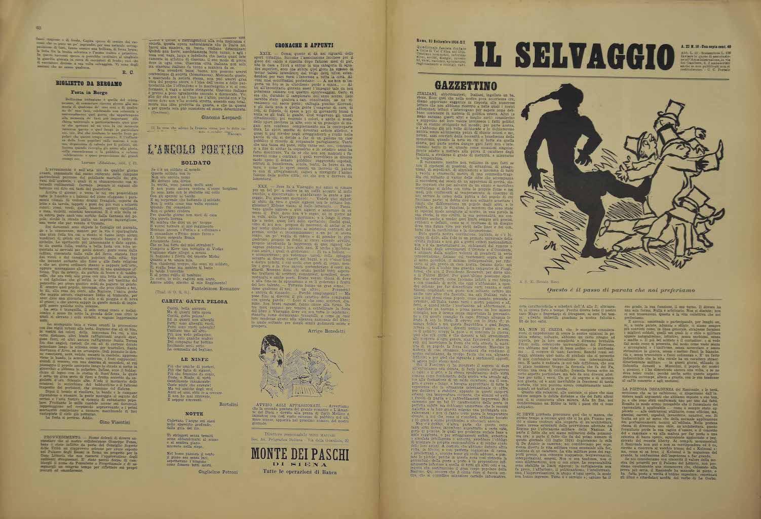 Il Selvaggio #10 - Art Magazine with Engravings by Mino Maccari - 1934