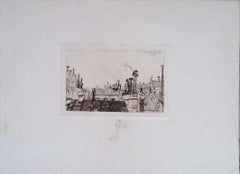 Antique Paris: from my Window - Etching on Cardboard by L. Beltrami - 1876