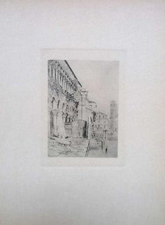 Venice, il Fondaco dei Turchi - Etching by L. Beltrami - 1877