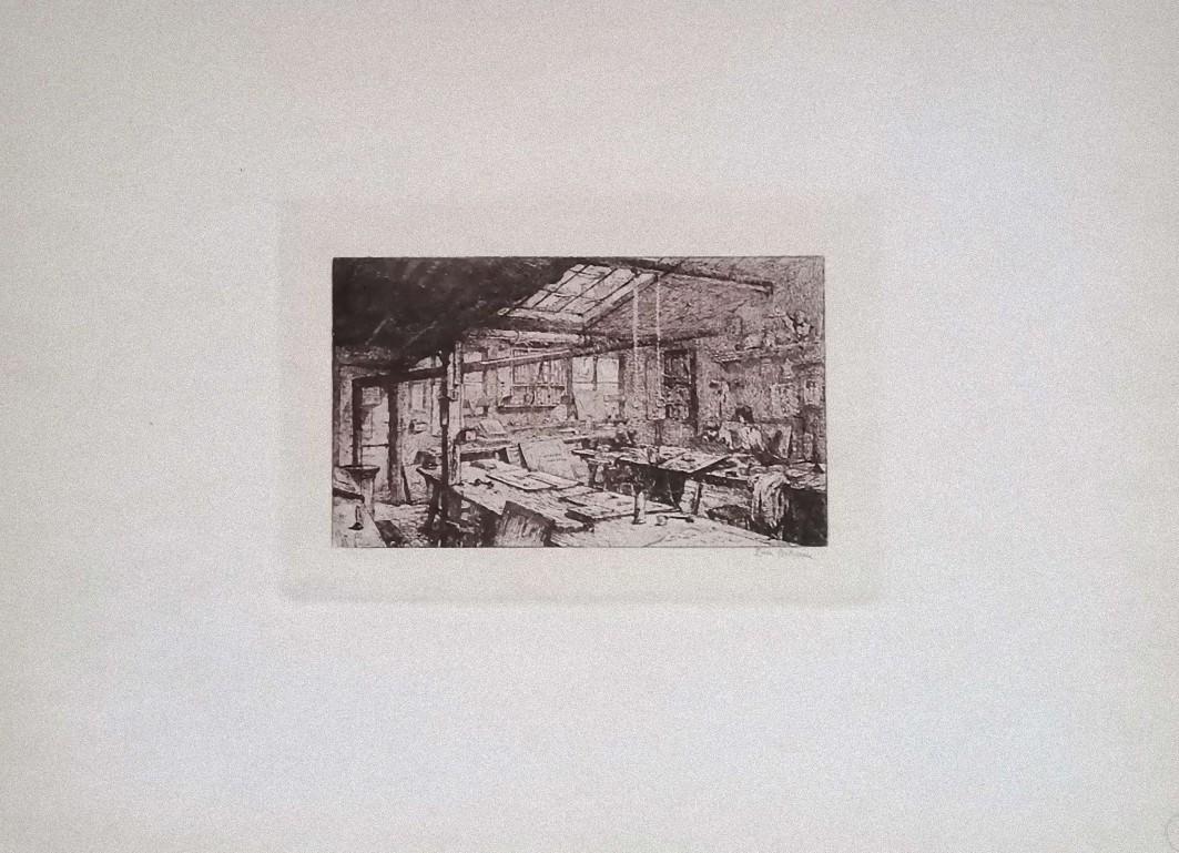Paris, l'Atelier Pascal – Original-Radierung auf Karton von L. Beltrami – 1877 – Print von Luca Beltrami